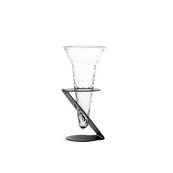 100% Chef Ice Cream glass tumbler with black stand 8.79 oz.