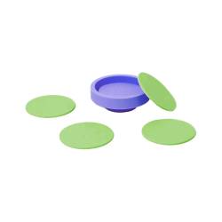 Set 4 sottobicchieri più sottobottiglia Ciss Porter Green in silicone violette e vert