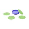 Set 4 sottobicchieri più sottobottiglia Ciss Porter Green in silicone violette e vert