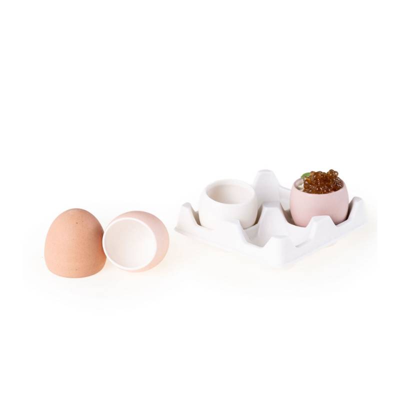 100% Chef 4 imprints white porcelain Egg Box