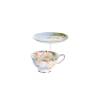 Tazza con piatto-alzata Tea Cup Versailles 100% Chef in porcellana azzurra e rosa decoro floreale cl 20