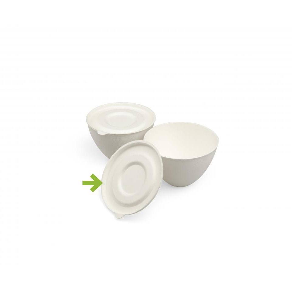 High Round white bagasse lid 3.93 inch