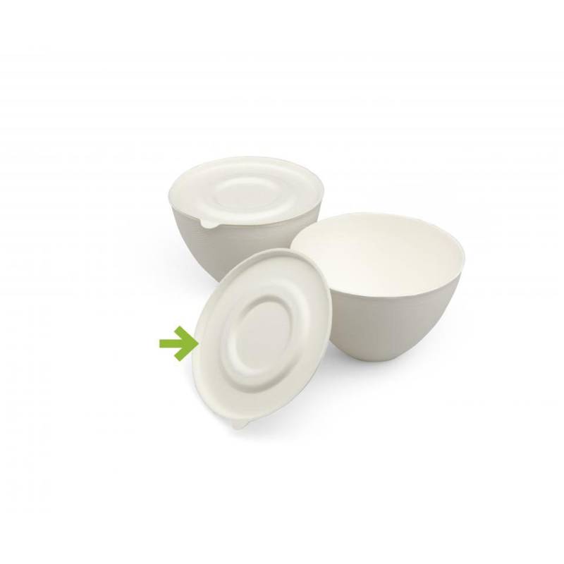 High Round white bagasse lid 4.72 inch