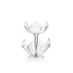 Soporte para bolsitas Onda de plexiglás transparente de 2 pisos