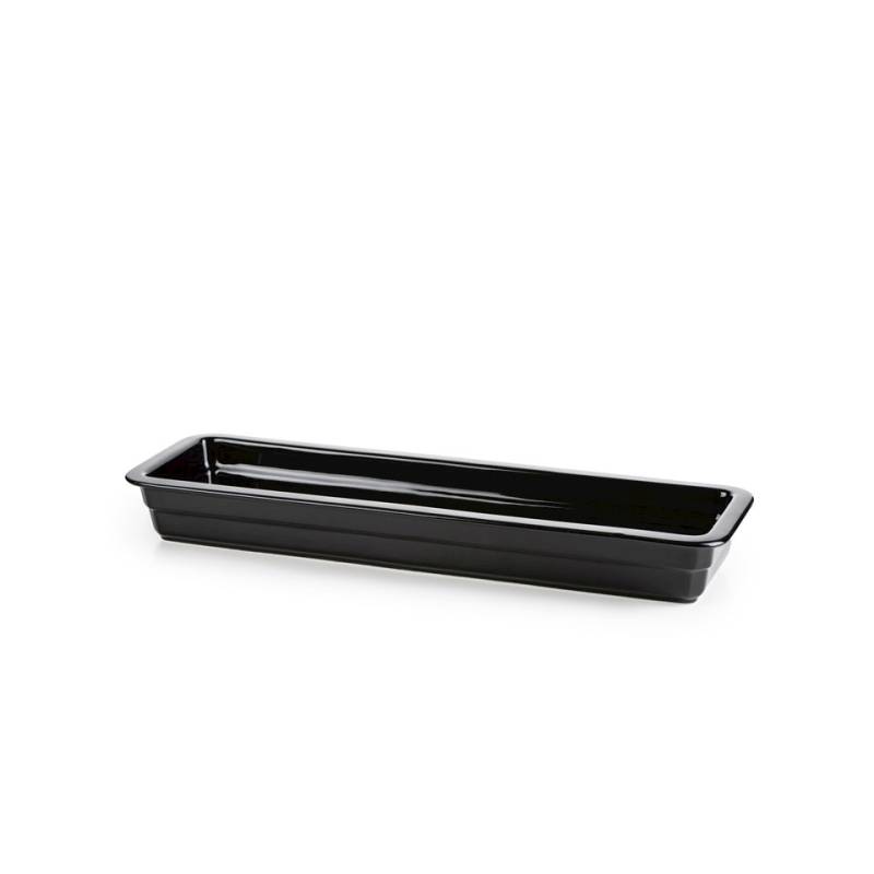 Rectangular gastronorm 2/4 black porcelain dish cm 53x16x6.5