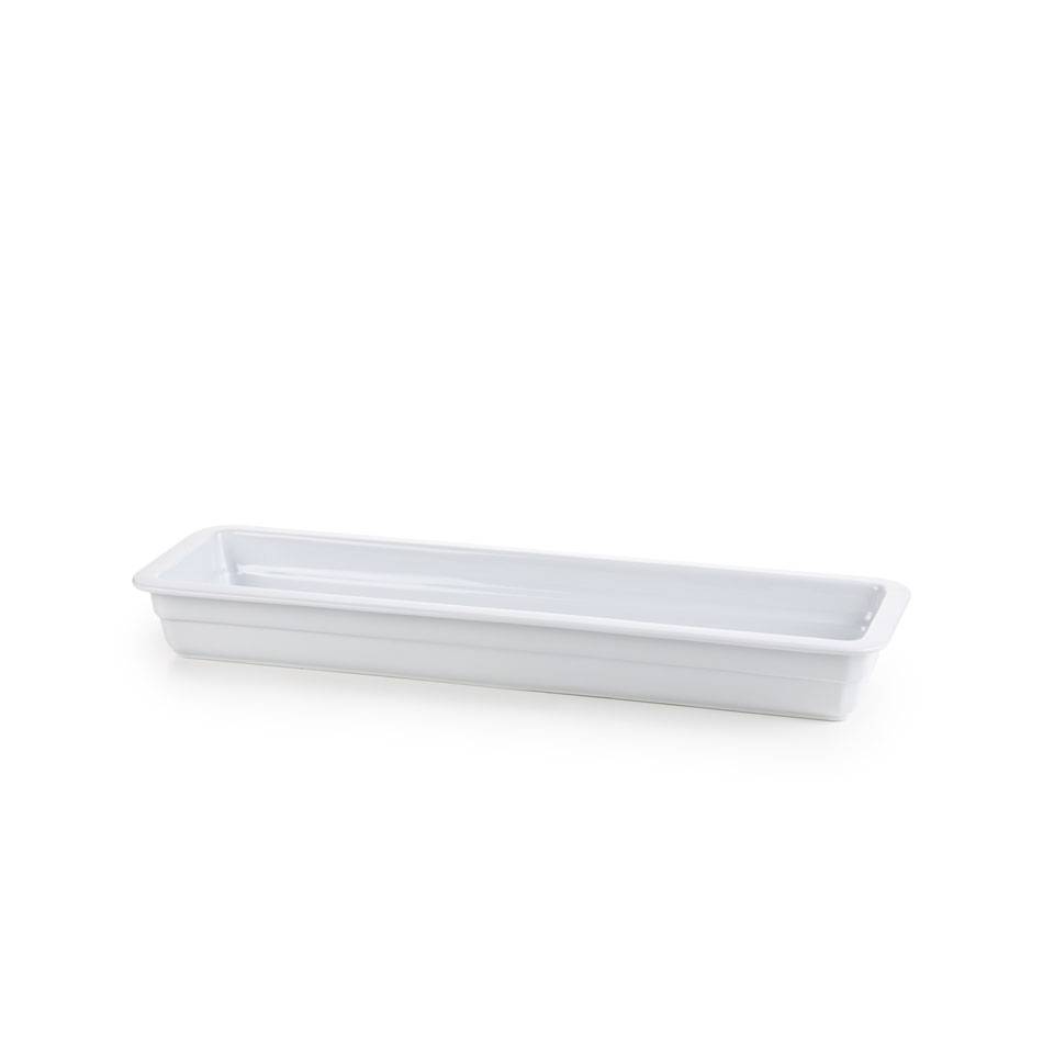 Rectangular gastronorm 2/4 white porcelain dish cm 53x16x6.5