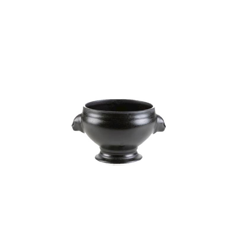 Sopera cabeza de león porcelana negra efecto hierro fundido cl 35
