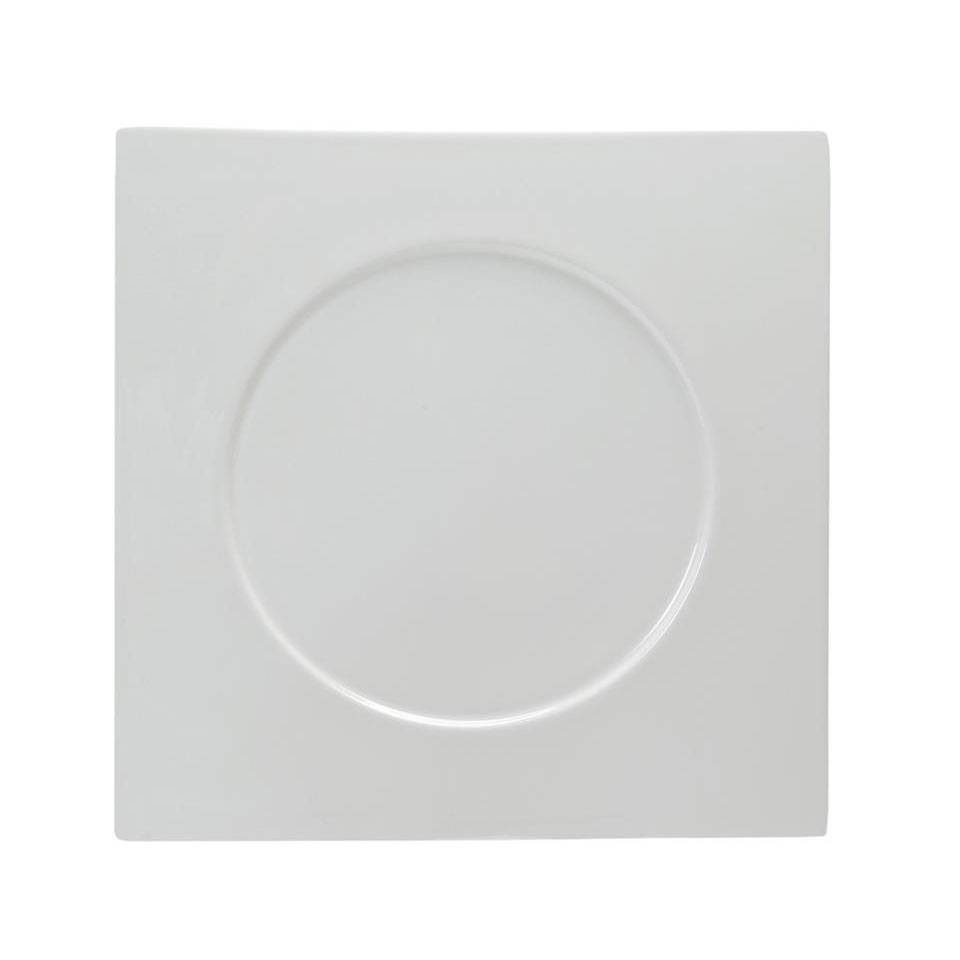 Phoemics round imprint square plate in white porcelain 26 cm