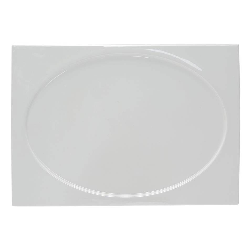 Rectangular dish with oval Phoemics imprint in white porcelain 31x22 cm.