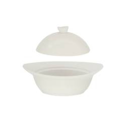 Cocotte ovale con coperchio in porcellana bianca cm 16,6x14,3x9