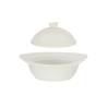 White porcelain oval cocotte with lid cm 16.6x14.3x9