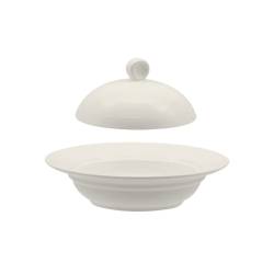 White porcelain round cocotte with lid cm 17.1x8.7