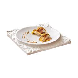 Terra white porcelain square flat plate 26x26 cm