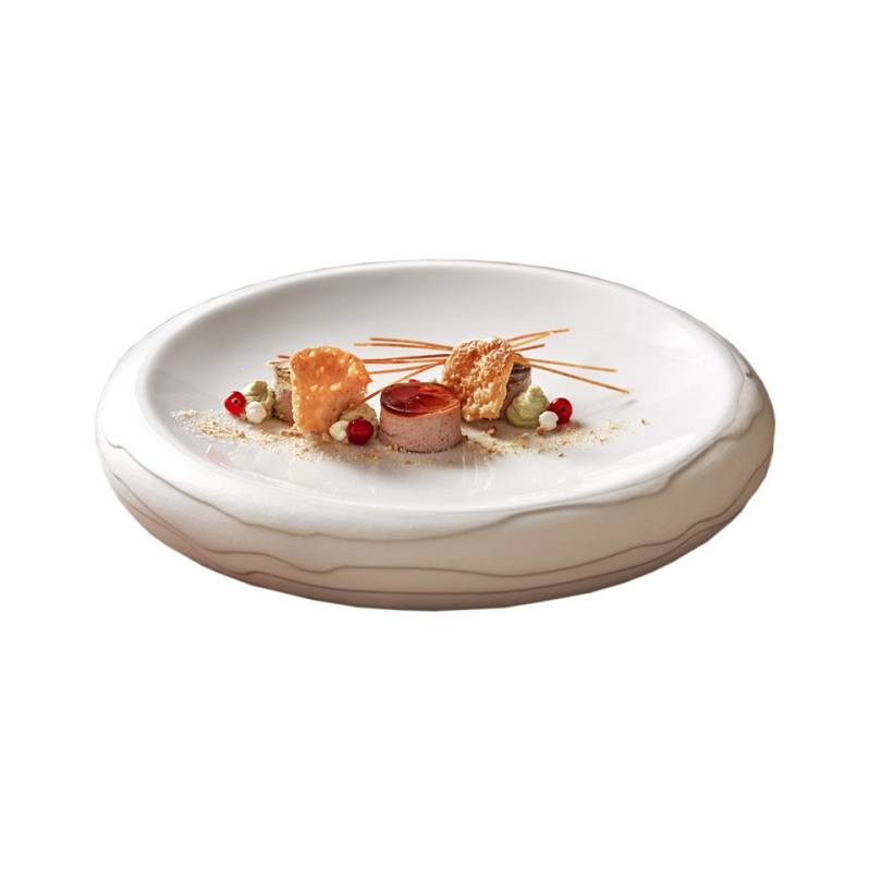 Terra white porcelain round flat plate 30x5 cm