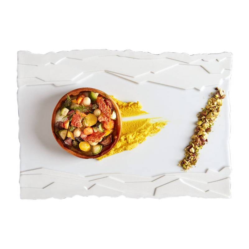 Terra assiette rectangulaire en porcelaine blanche 26x18 cm