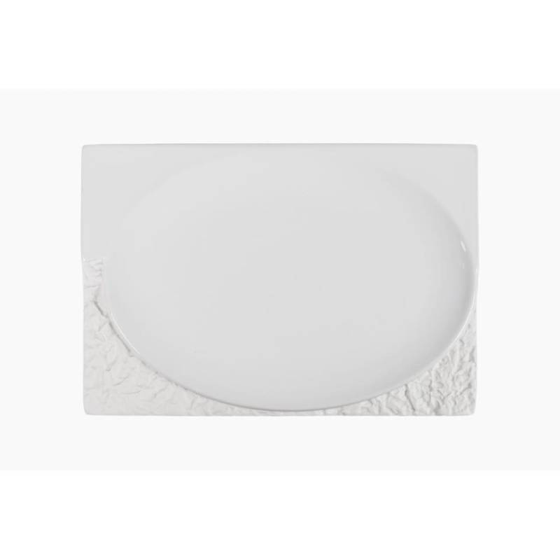 Terra white porcelain rectangular flat plate 27x18 cm