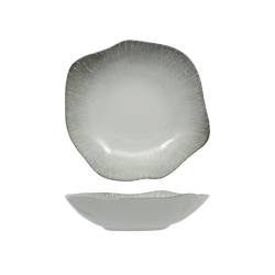Piatto fondo organic Radius in porcellana decorata bianca e grigia cm 23
