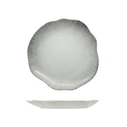 Organic Radius white and gray decorated porcelain flat plate cm 28