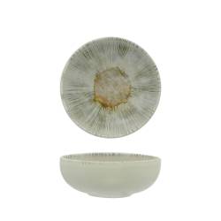 Ninphea round cup in gray stoneware with decoration 12.5 cm