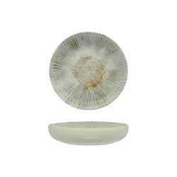Ninphea coupe bottom plate in gray stoneware with decoration cm 22