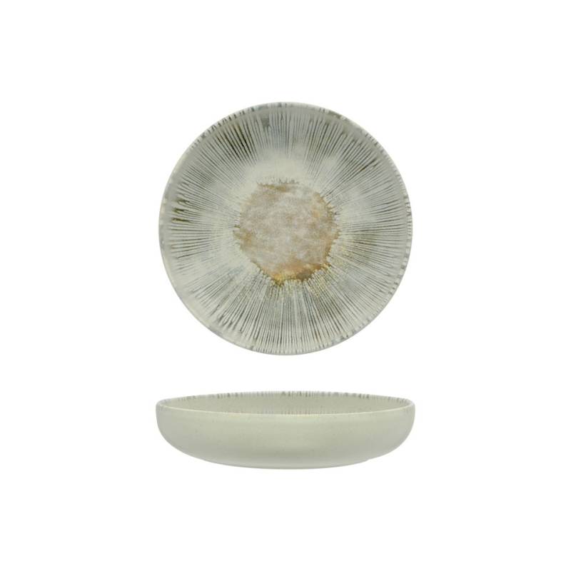 Plato bajo Ninphea en gres gris con decoración cm 22