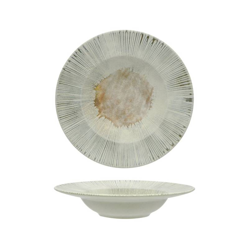 Pasta bowl Ninphea in stoneware grigio con decoro cm 27