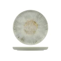 Ninphea coupe flat plate in gray stoneware with decoration cm 17