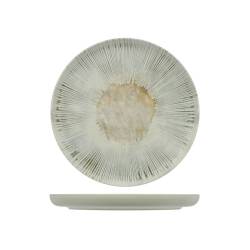 Ninphea coupe flat plate in gray stoneware with decoration cm 22