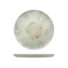 Ninphea coupe flat plate in gray stoneware with decoration cm 33