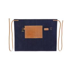 Chiurlo waist apron in denim and leather piping cm 46x60