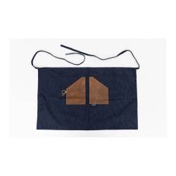 Grembiule vita Beccaccina in jeans e tasche in pelle cm 56x90