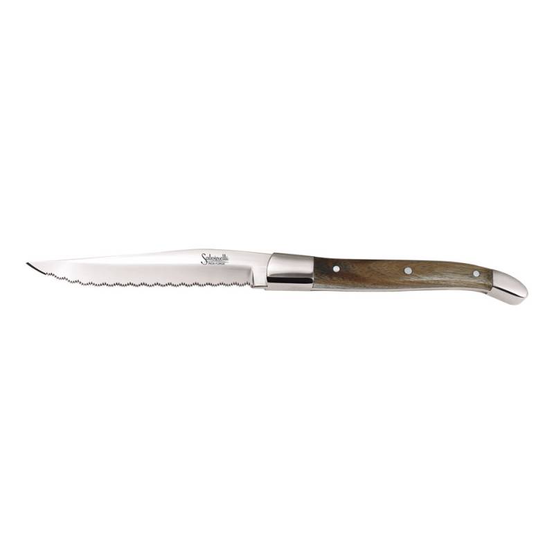 Coltello bistecca seghettato Cottage Salvinelli in acciaio forgiato con manico in legno cm 22,8