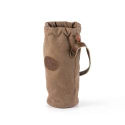 Inbriaghea cotton canvas bottle bag with brown leather handle