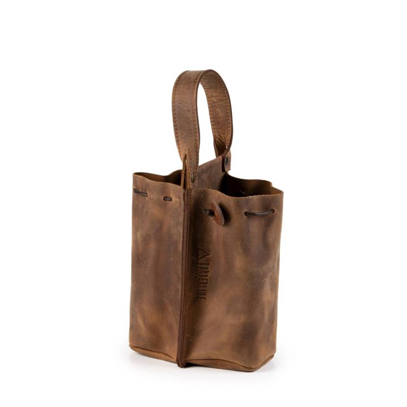 Borsa porta bottiglie 2 posti Inbriaghea in pelle marrone