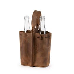 Inbriaghea brown leather 2-seater bottle bag