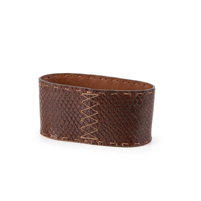 Porte-huile/vinaigre ovale en cuir brun Strafanto 20.5x10x10 cm