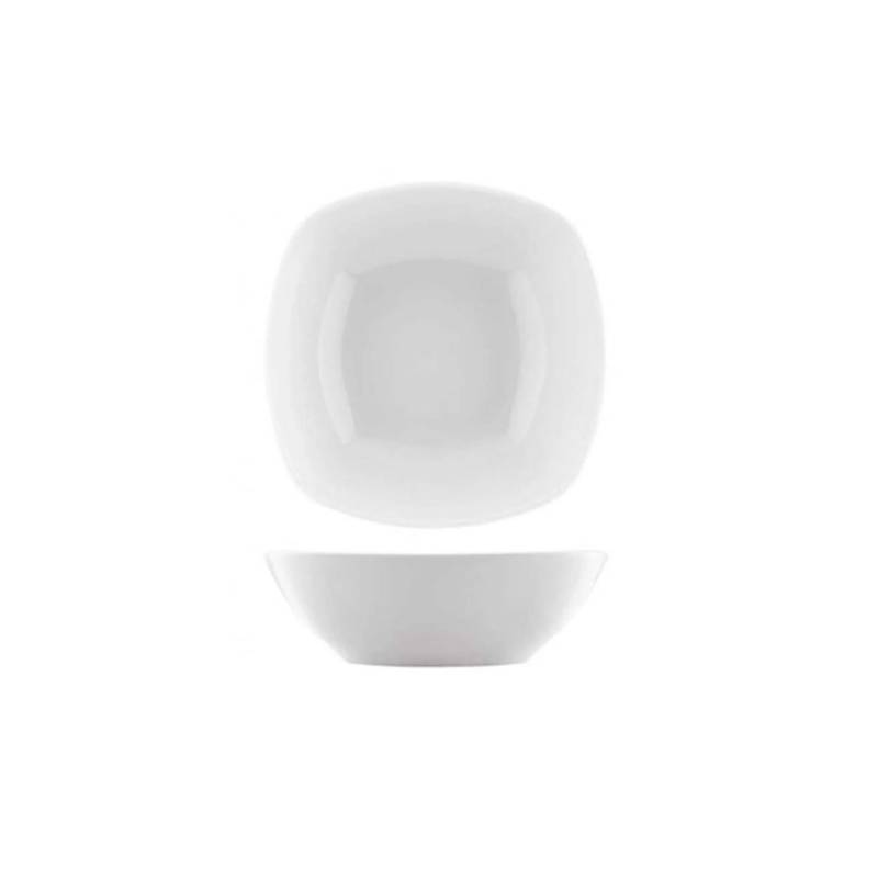 Plato bajo cuadrado Medusa de porcelana blanca 18,5x18,5 cm
