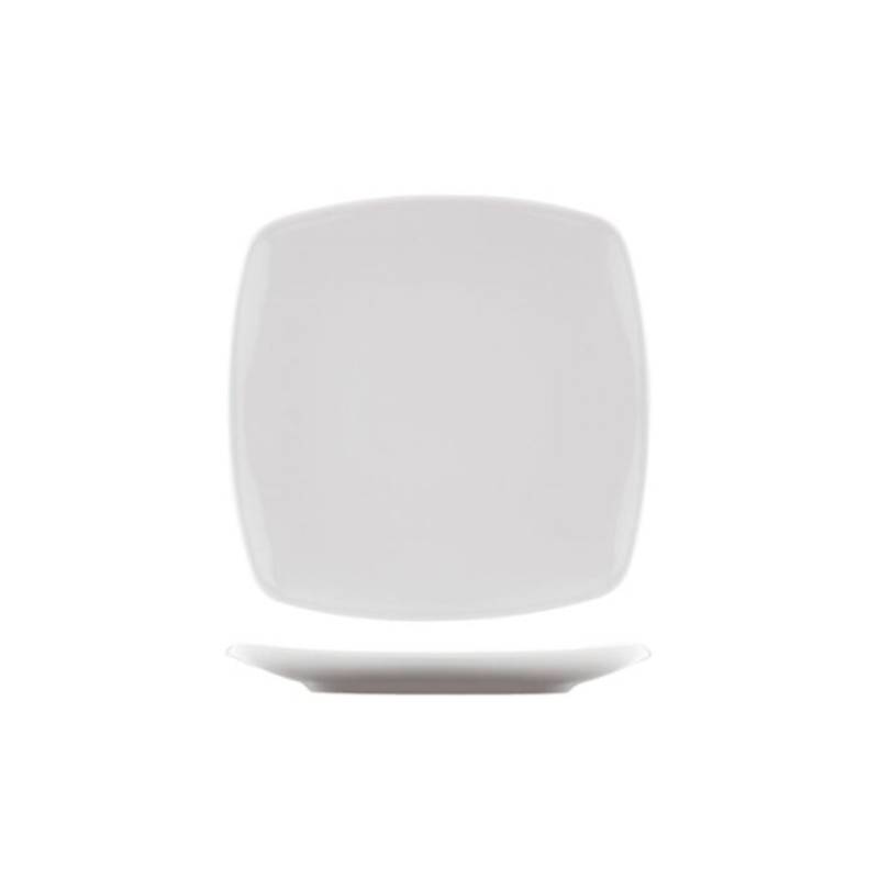 Medusa square flat plate in white porcelain 25 cm