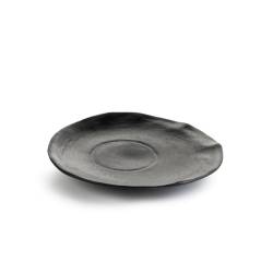 Broken flat plate in black matt porcelain 22 cm