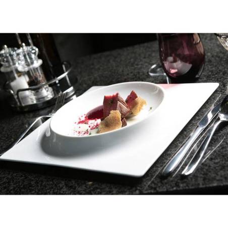 Phoemics plato cuadrado de porcelana blanca con relieve redondo cm 31,5