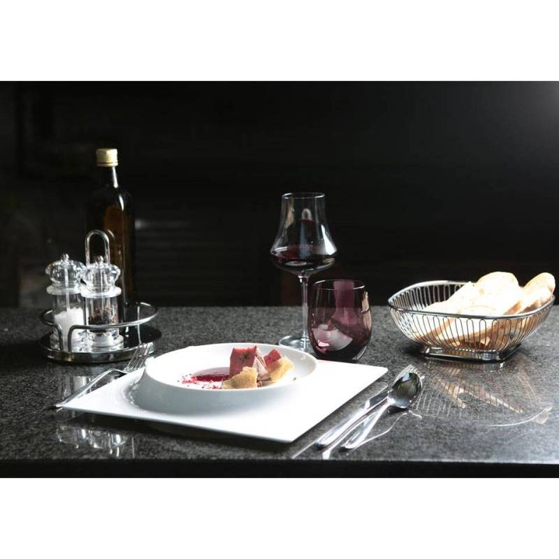 Phoemics plato cuadrado de porcelana blanca con relieve redondo cm 31,5