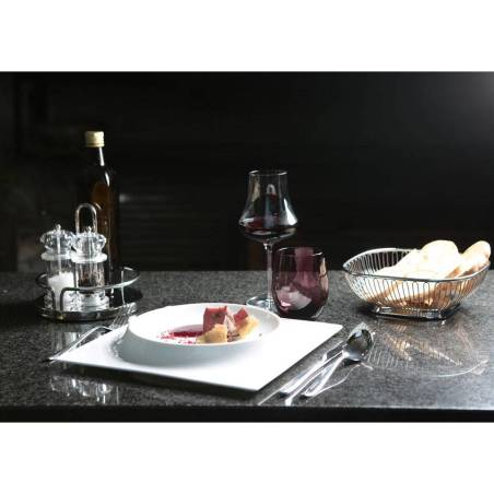 Phoemics plato cuadrado de porcelana blanca con relieve redondo cm 31,5