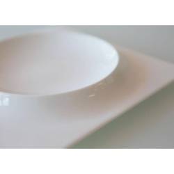 Phoemics white porcelain round relief square plate cm 31.5