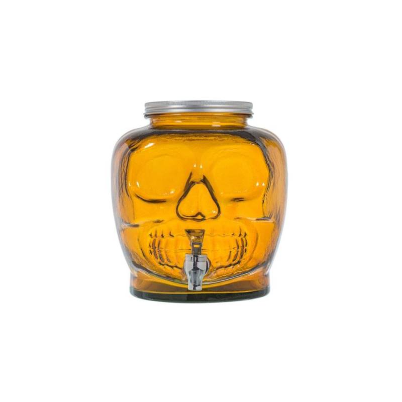 Beverage dispenser with Skull faucet in ochre glass lt 7.2