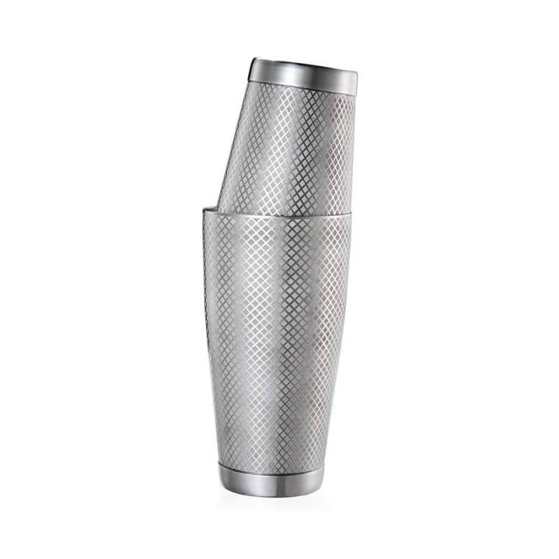 Shaker boston 2 pezzi in acciaio inox decoro diamond lattice oz.18/28