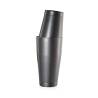 Shaker boston 2 pezzi in acciaio inox nero decoro diamond lattice oz.18/28