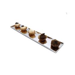 Rectangular pastry bar tray in abs silver cm 60x10x1