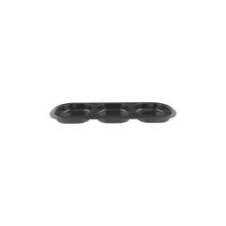 Black polystyrene Entrée 3-compartment tray 33.3x11.3x2.3 cm