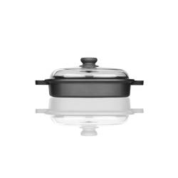 Vaporiera grill rigata con coperchio Risolì in alluminio antiaderente cm 26x26