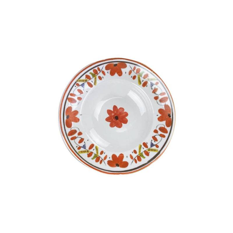 Pasta bowl Maritime Sorrento in porcellana bianca con fiori rossi cm 26,5